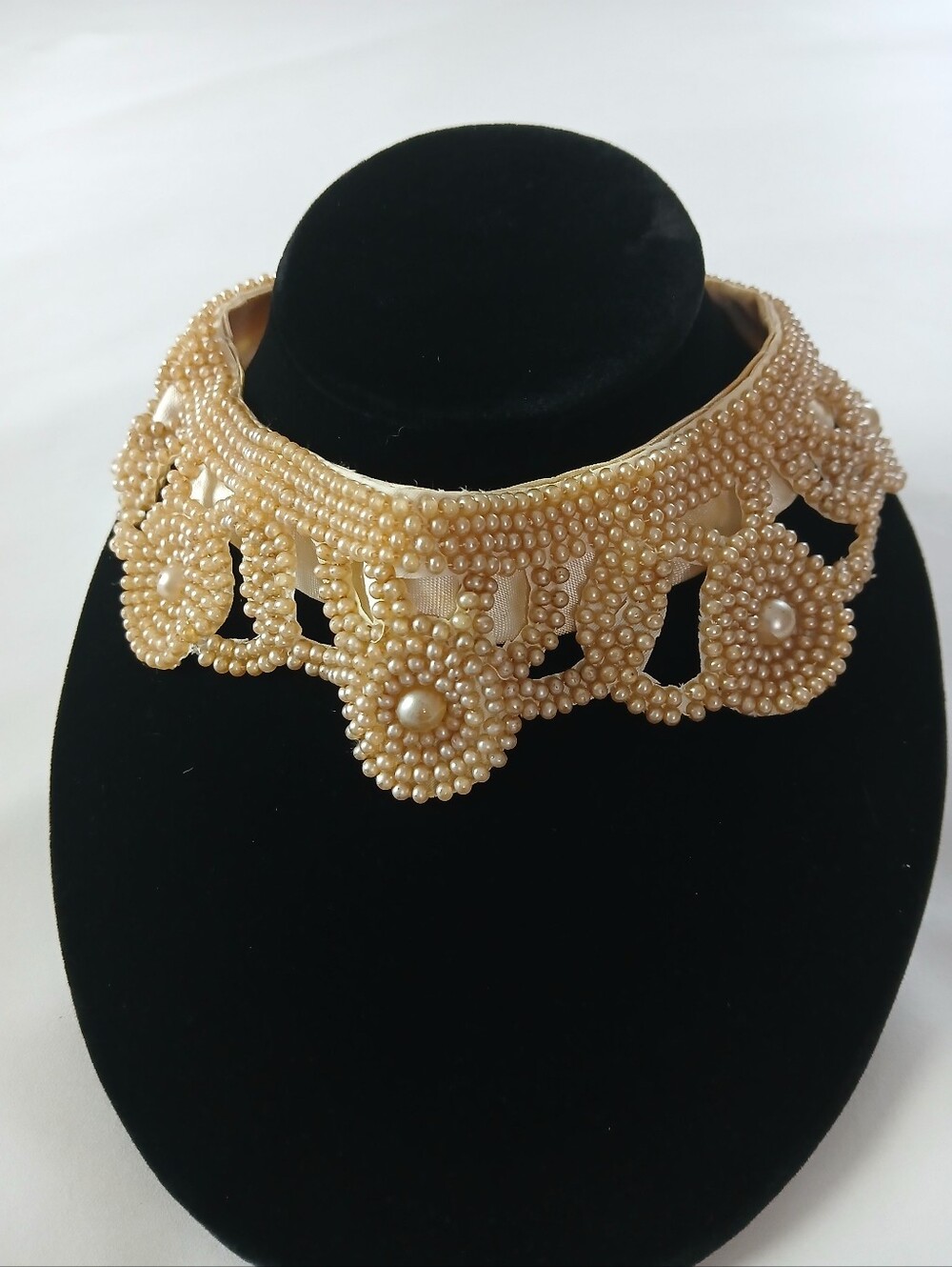 Vintage Faux Pearl Beaded Collar Necklace